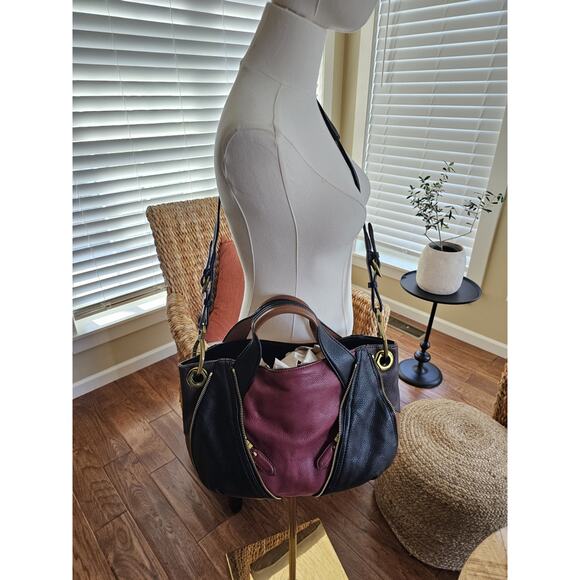 orYANY VictoriaLeather Purse Tote Hobo Slouchy Bag Color Block EUC Boho - Picture 1 of 16
